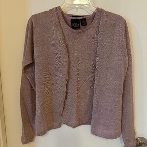 NWOT MEDIUM SMOKY ROSE METALLIC TWIN SET